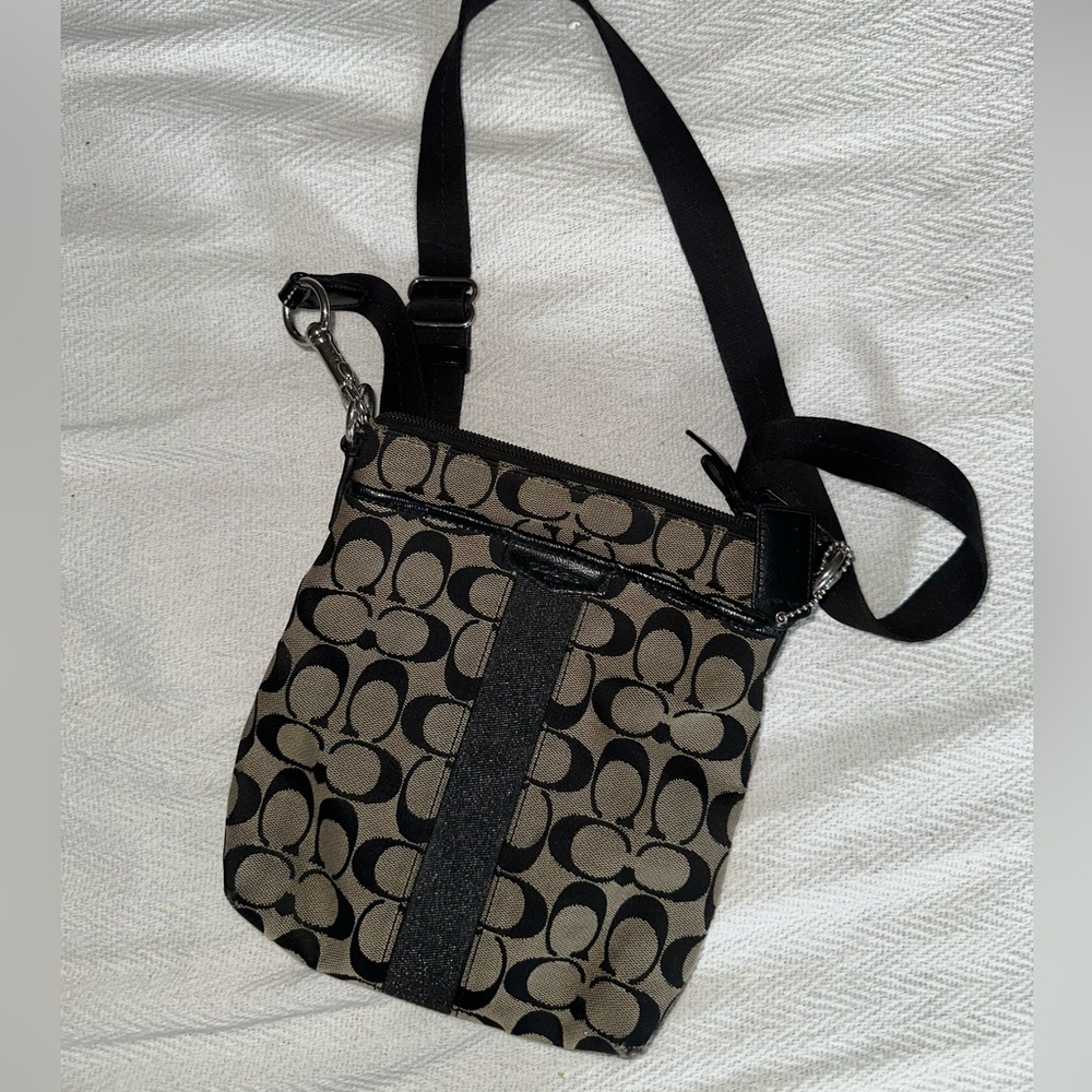 Coach Crossbody Bag in Black & Khaki Signature Canvas
